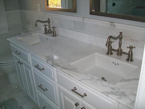 Double sink vanity installed in Wakefield, MA