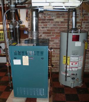 Burnham gas boiler and a 40 gallon State hot water heater