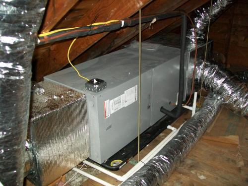 American Standard furnace installed in attic in Lexington, MA 