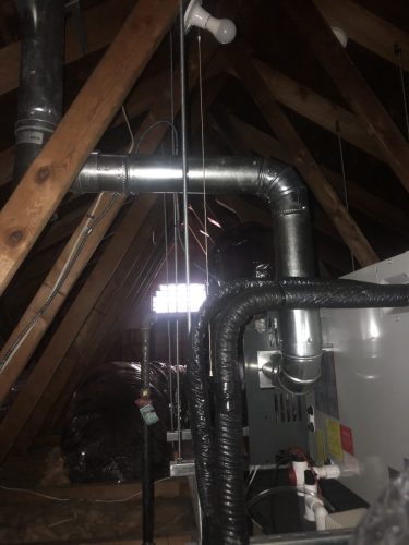 Bryant heating furnace installed in an attic